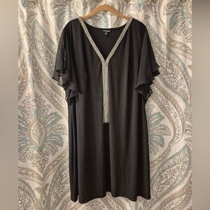 Roz & Ali Black Dress with Silver Trim